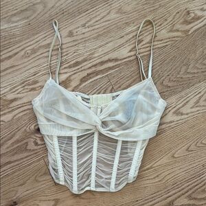 Urban Outfitters Cream Sheer Crop Top
